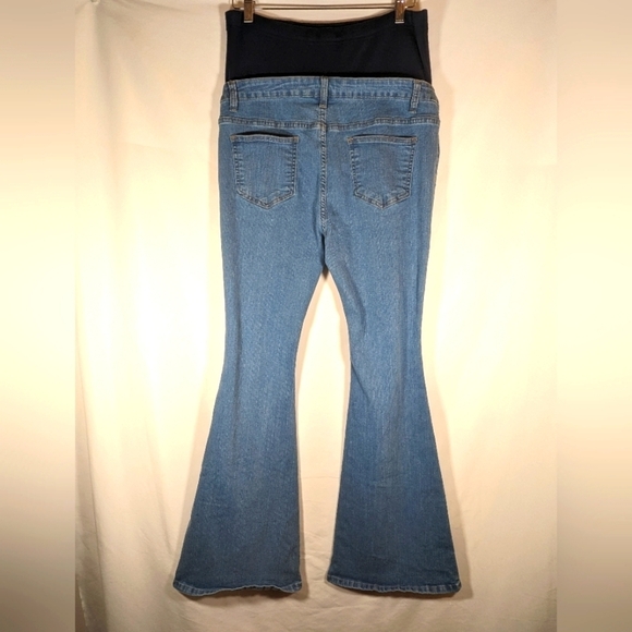Shein Maternity Flared Leg Over the Belly Jeans Size Large (8/10) - Picture 8 of 8